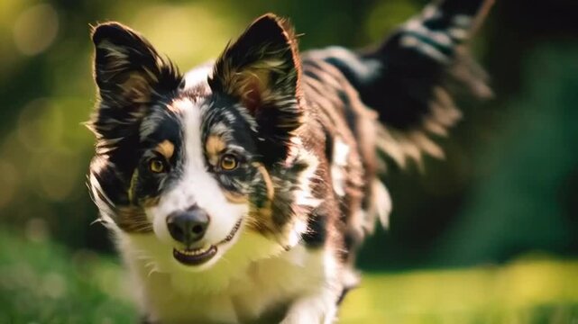 A cute purebred border collie puppy and adult dog sit together in a studio portrait against a white background as domestic pedigree sheepdog pets