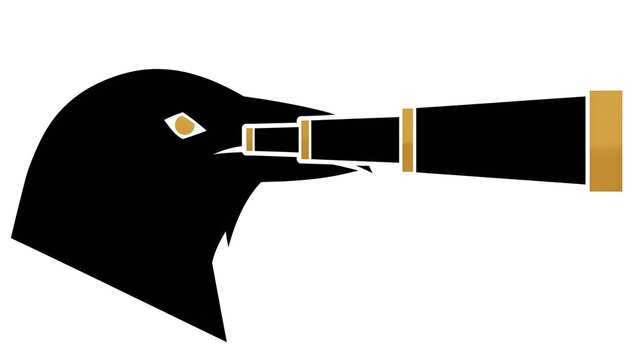 A black dog's head with a gold muzzle on transparent background