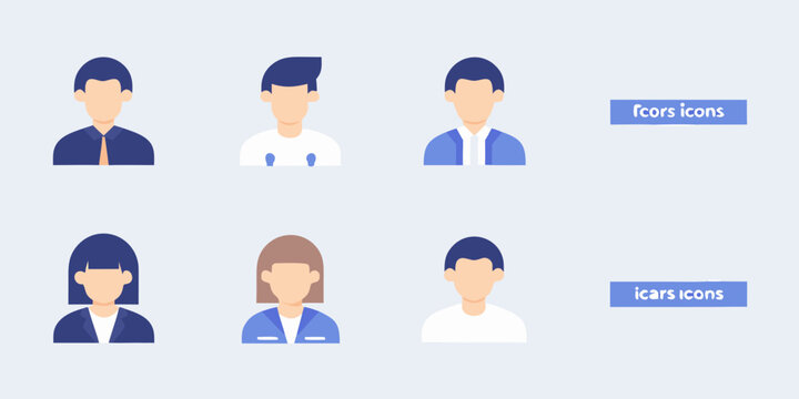 avatar icons set of six people flat vector illustration