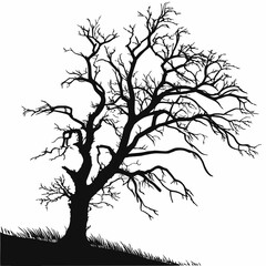 Fototapeta premium Dead Tree Silhouette – Black and White Minimal Nature Vector Illustration SVG
