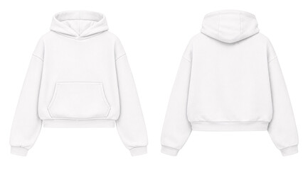 White Hoodie Mockup Front and Back View Isolated on White Background for Apparel Design © Drip