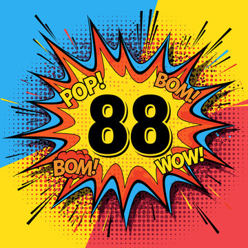 Vibrant comic book explosion with 88 number pop art design