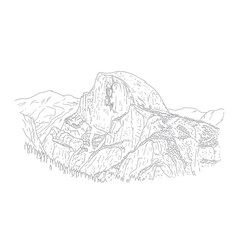 Half Dome Yosemite National Park Sketch Illustration © nia