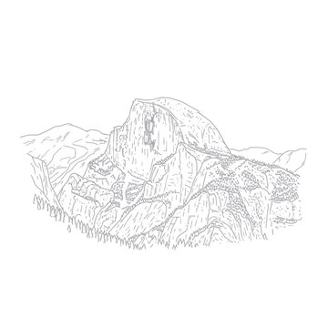 Half Dome Yosemite National Park Sketch Illustration