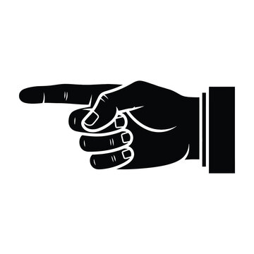 Hand pointing left index finger extended black silhouette