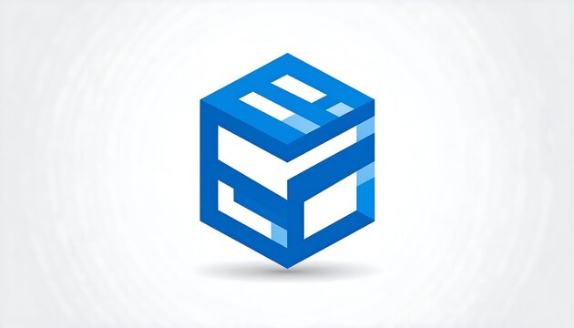 Abstract Blue Cube Icon.