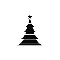 Fototapeta premium Minimalist christmas tree with star top isolated on white background