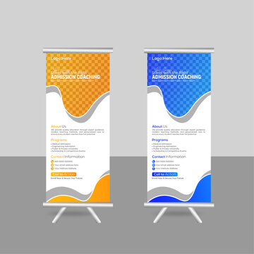 Admission Coaching Center Roll-up Banner Vector Template