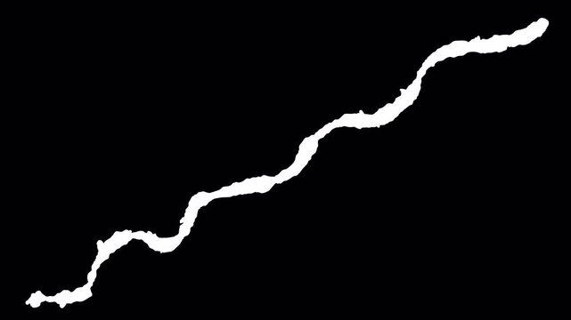 White jagged line curves against pure black background