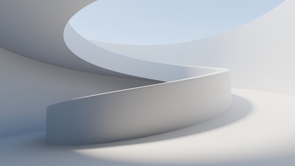 Minimalist white futuristic spiral architecture background with elegant curves and copy space for 3D abstract design © ilham