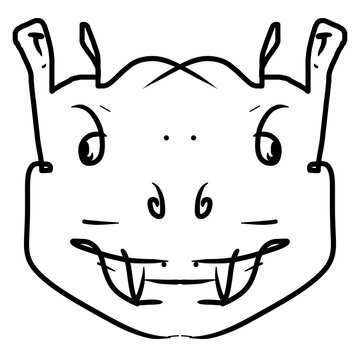 Crazy Unhinged Maniac Monster Face Line Art Doodle