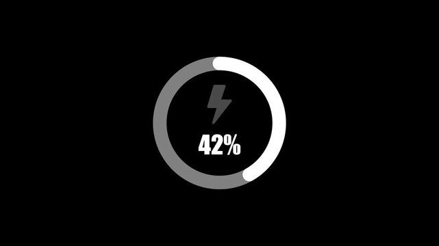 Animated Battery Charging Icon Displaying Forty One Percent On Black Background