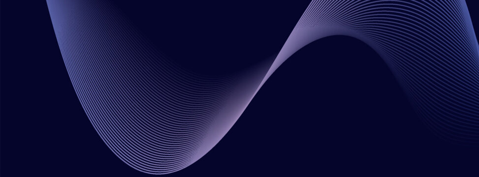Dark abstract background with glowing wave. Shiny moving lines design element. Modern purple blue gradient flowing wave lines. simple design