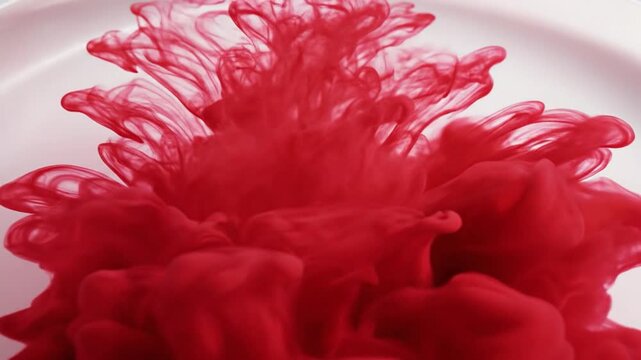 Vermillion Ink Bleeds Into Water