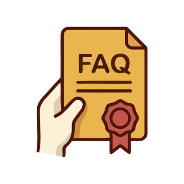 Hand Holding FAQ Document Paper.