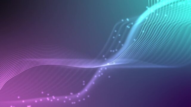 Abstract flowing wave lines background animation, Abstract wave lines and particles animated