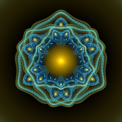 Fototapeta premium Sacred bright harmonic fractal blue decoration