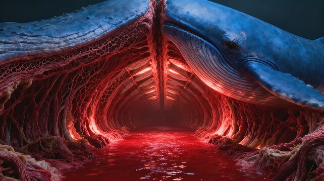 Inside Blue Whale Heart Chamber Massive Cardiac Muscle Visualization Marine Science