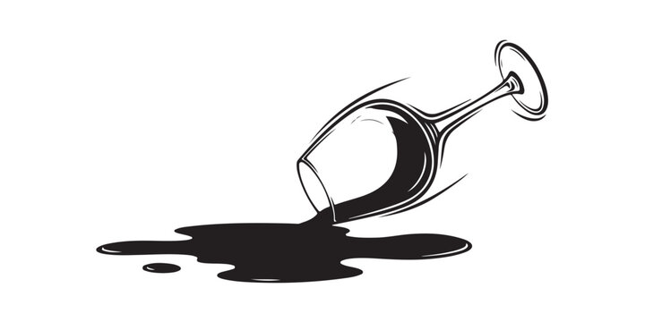 Artistic spilled drink icon isolated on white background