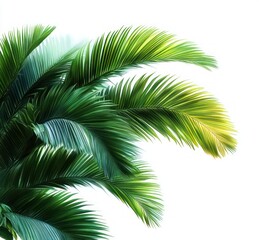 Fototapeta premium lush overlapping palm fronds bathed in sunlit green evoking tropical calm