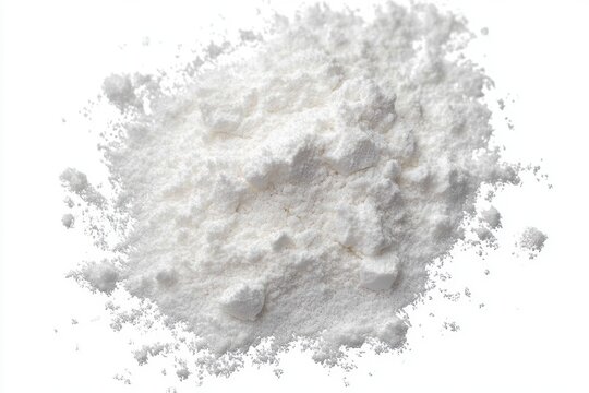mound of fine white powder on a white background conveying a clean, minimal and soft tactile feel