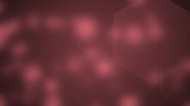 Abstract hexagon background animation, subtle hexagon pattern and bokeh lights