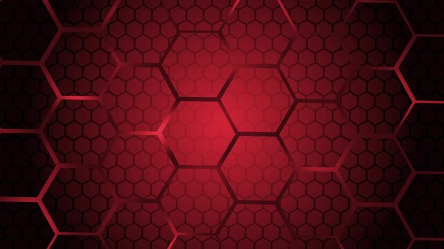 Glowing honeycomb hexagon background animation, Abstract honeycomb hexagonal pattern with glowing orange center