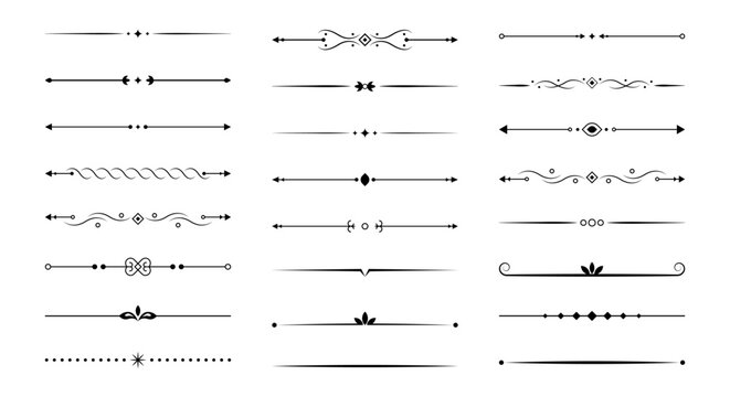 Vintage Decorative Divider Lines Collection with Elegant Ornamental Flourish Elements
