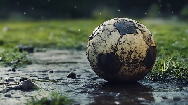 Grunge football ball surface closeup for sports background high resolution picture