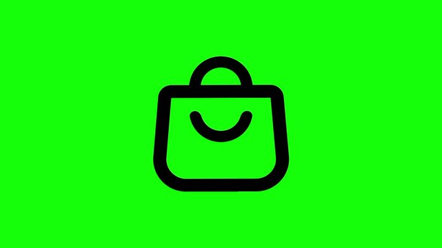 Single shopping bag animation concept,  tote vector icon symbol popup. Animated handbag design, editable item motion graphic video template with green screen background