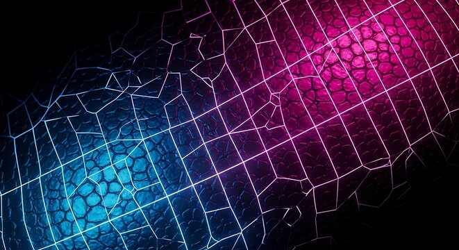 Neon Grid Pattern Background Texture.