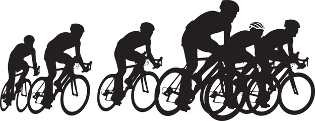 Naklejka premium Cycling Race Silhouette Vector for Outdoor Sports Concept Isolated on White Background.