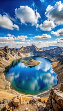 A realistic photo of changbai mountain crater lake china landscape