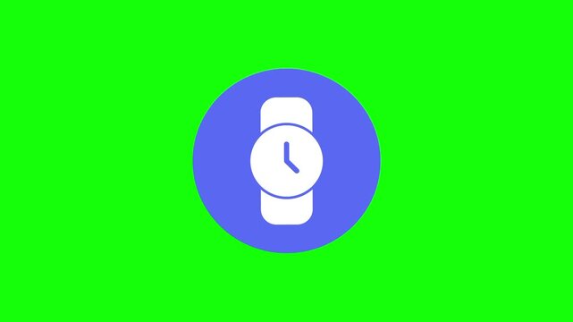 Clock, wristwatch, watch icon animated mockup cartoon vector. Timepiece idea, chronometer, time symbol. Popup clipart shape animation green screen background template.