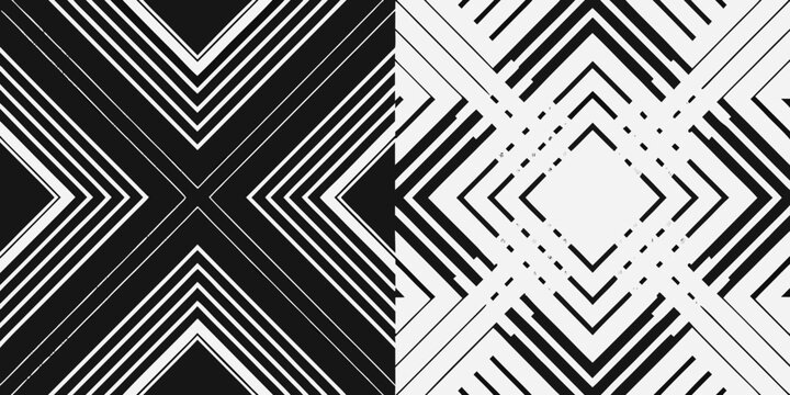 Abstract geometric pattern with intersecting black and white lines