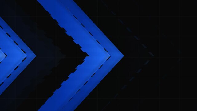 Electric blue chevron arrows race across a dark tech grid, creating dynamic forward motion and a futuristic HUD background ideal for corporate video, esports and technology intros