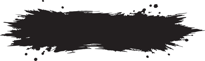 Naklejka premium Black ink brush stroke with splatters Vector