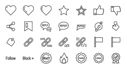 Fototapeta premium A collection of various social media icons and symbols are shown in a grid.