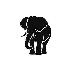 Fototapeta premium Black elephant silhouette, animal icon, wildlife symbol, vector graphic