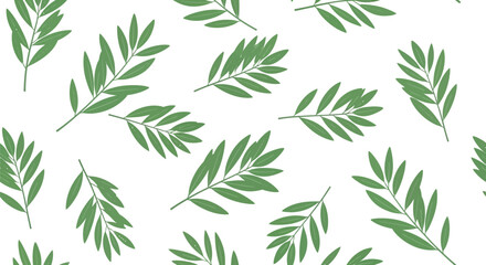 Fototapeta premium Seamless pattern of green olive branches and leaves on a white background