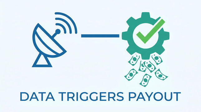 Parametric insurance payout triggers business environment graphic illustration technology concept