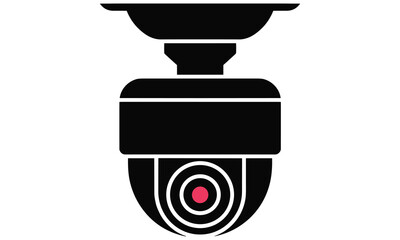 Black and pink dome surveillance camera icon for professional security monitoring © Snaplix
