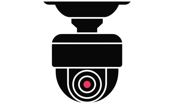 Black and pink dome surveillance camera icon for professional security monitoring