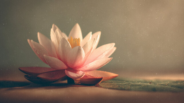 Serene Pink Lotus Flower in Vintage Soft Focus Highlighting Natural Beauty and Tranquility