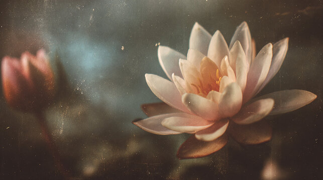 Ethereal Lotus Flower in Vintage Style with Soft Light for Meditation and Tranquility Art