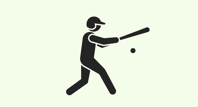 Silhouette of a baseball player swinging a bat at a ball, representing the sport of baseball and athletic activity