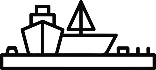 Fototapeta premium Cargo ship with boat icon vector, illustration. suitable for business, marine concept.