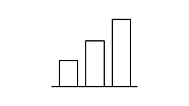 Minimalist Bar Graph Growth Vector Icon Illustration with Editable Stroke, Featuring Three Vertical Bars of Increasing Height for Data Analysis, Statistics, Business Progress, Success, and Finance.