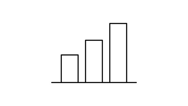 Minimalist Bar Graph Vector Icon with Editable Stroke, featuring three vertical bars on a horizontal line representing growth, data analysis, and business progress for professional presentations.
