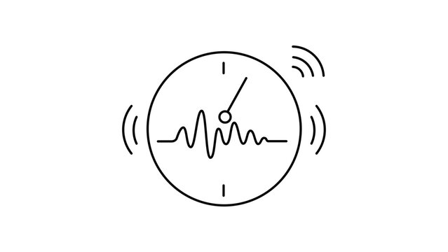 Real-time data monitoring and streaming wave minimalist black line vector icon with editable stroke. Illustration of a gauge with a pulse waveform for analytics, heartbeat, or signal tracking.